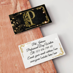 Super Lyx Svart + Guld Monogram Visitkort