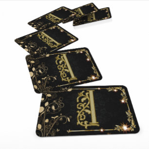 Super Lyx Svart Guld Monogram Visitkort