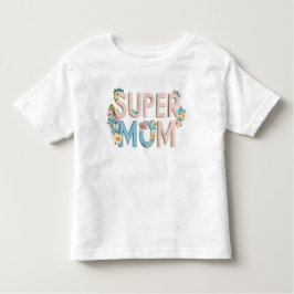 Super Mamma Blommig Text Design T Shirt