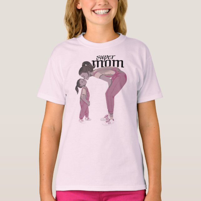 Super Mamma & Dotter Kärlek T Shirt (Framsida)