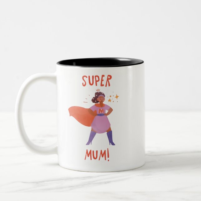 Super Mamma Empowering Superhjälte Mamma Present K Två-Tonad Mugg (Vänster)