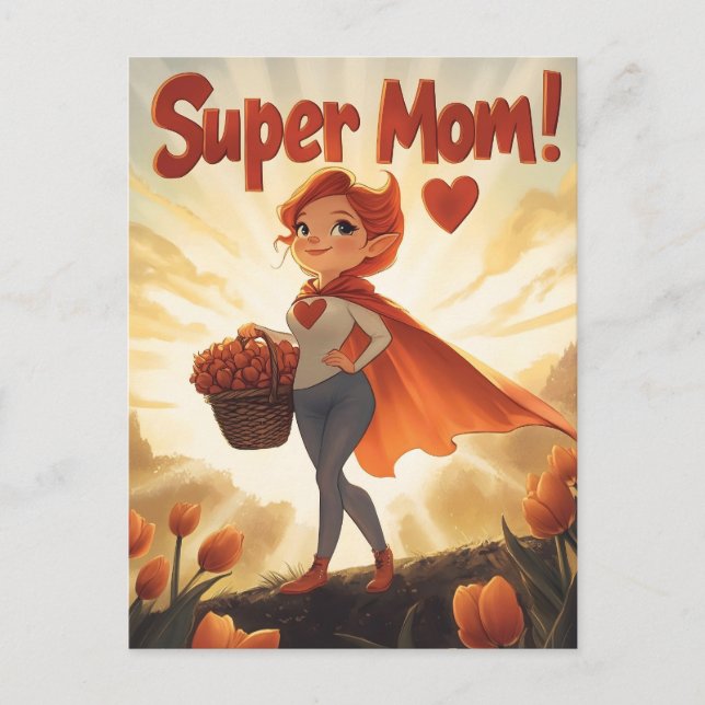 Super Mamma Illustration Helg Vykort (Framsida)