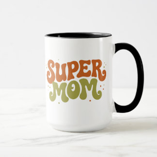 SUPER MAMMA Lekfull Retro Groovy Typografi Mugg