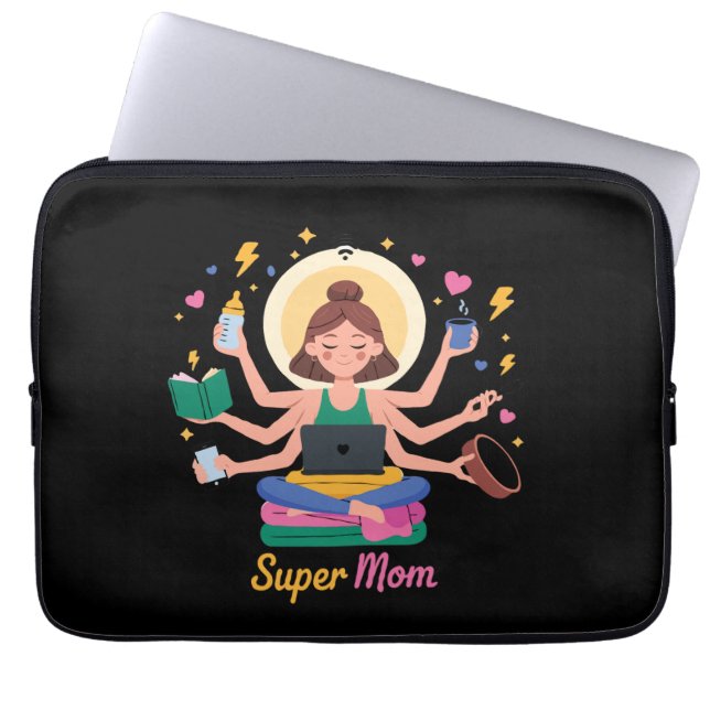 Super Mamma Multitasking Mors Dag-grafik Laptop Fodral (Framsidan)