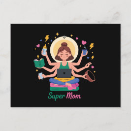 Super Mamma Multitasking Mors Dag-grafik Vykort