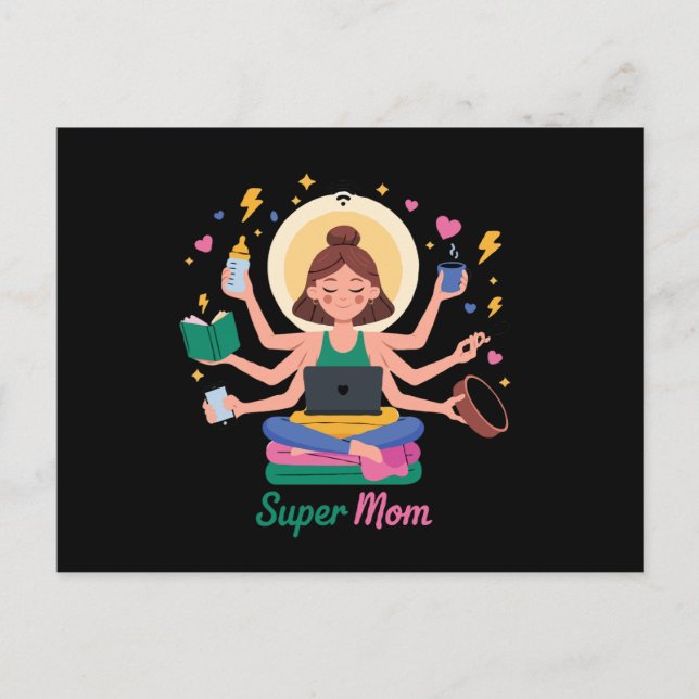 Super Mamma Multitasking Mors Dag-grafik Vykort (Framsida)