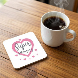 Super Mamma Personlig gåva till bästa mamman Fyrka Underlägg Papper Kvadrat
