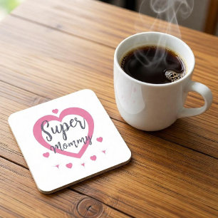 Super Mamma Personlig gåva till bästa mamman Fyrka Underlägg Papper Kvadrat