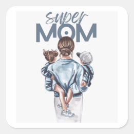 Super Mamma – Rörande Moderskap & Familjekärlek Fyrkantigt Klistermärke