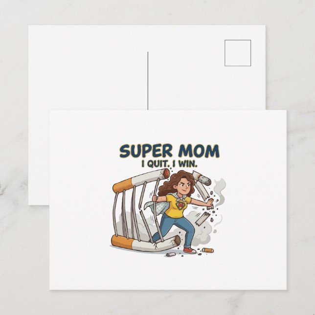 Super Mamma Slutar Röka Succé Vykort (Fram/baksida)