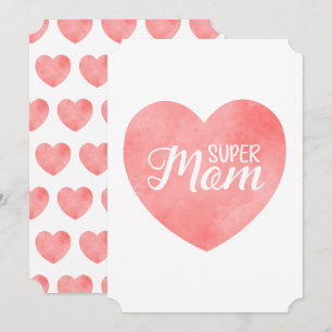 Super Mamma text i rosa hjärta, mors dag design Julkort