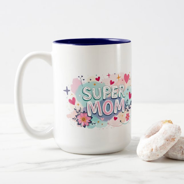 Super Mamma Två-Tonad Mugg (Med munk)