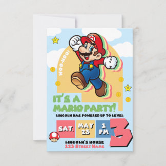 Super Mario Birthday Invitation Inbjudningar