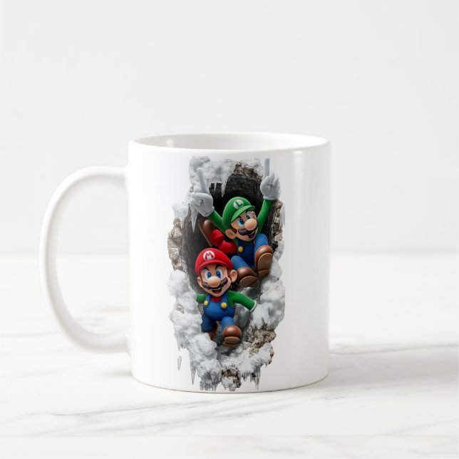 Super Mario & Luigi 3D Wall-Burst Coffee Mug Kaffemugg (Vänster)