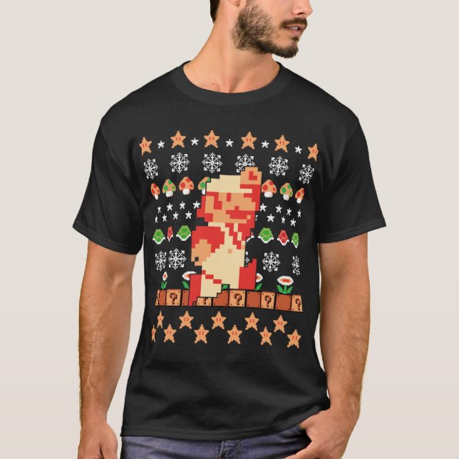 Super Mario Mario Skinn Jul rolig T Shirt (Framsida)