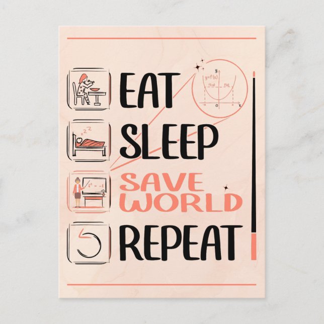 Super Math Lärare Sparar Världen. Tack Gåva Vykort (Framsida)