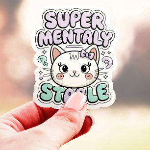 Super mentalt stabil söt katt vinyl klistermärken