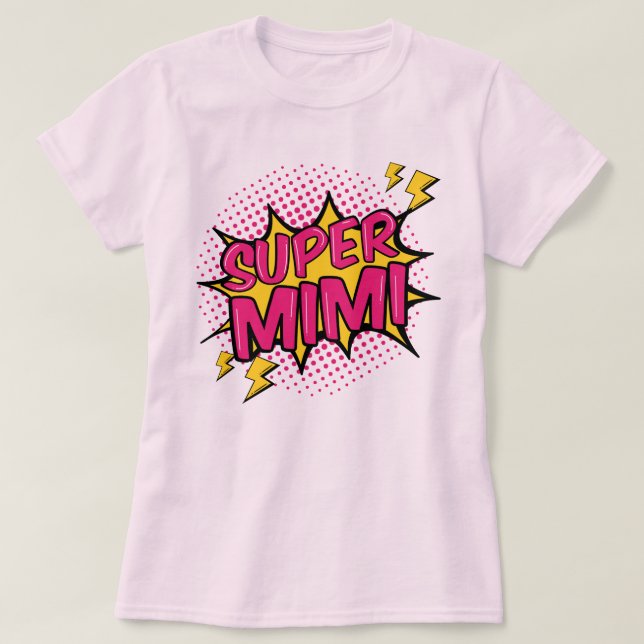 Super Mimi Tecknad Superhjälte T Shirt (Design framsida)