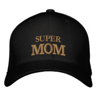 SUPER MOM broderad basebollmössa guld / svart