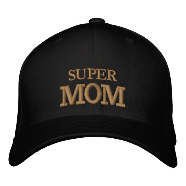 SUPER MOM broderad basebollmössa guld / svart Keps (Framsida)