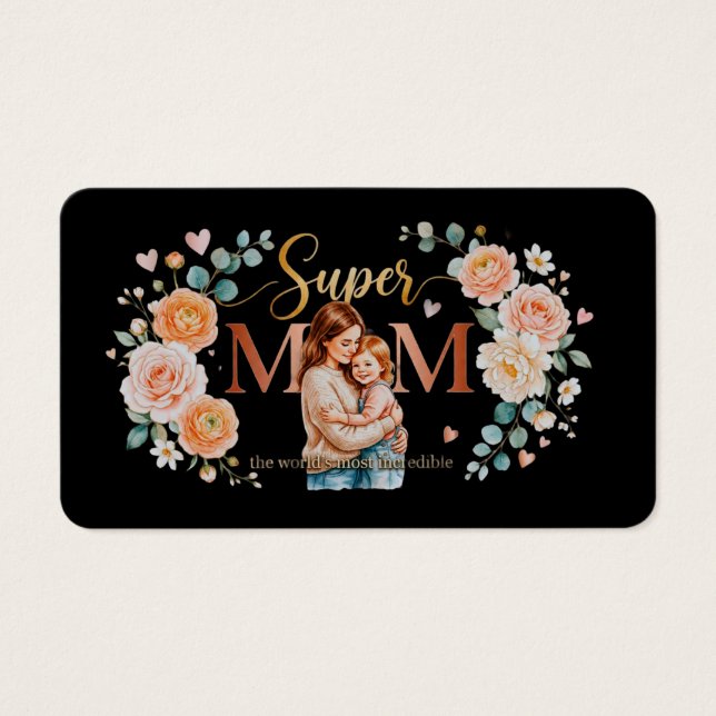 Super Mom Greeting Card 💖Profile Card Visitkort (Framsidan)