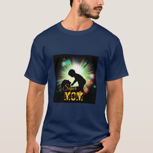 Super MOM- Marinblå T Shirt (Framsida)