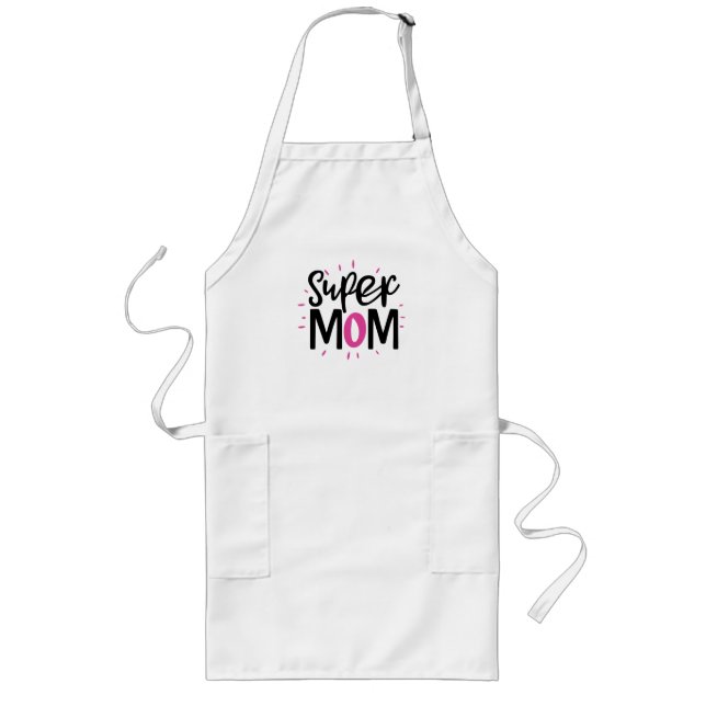 Super Mom – Strong Mother Gift Långt Förkläde (Framsidan)