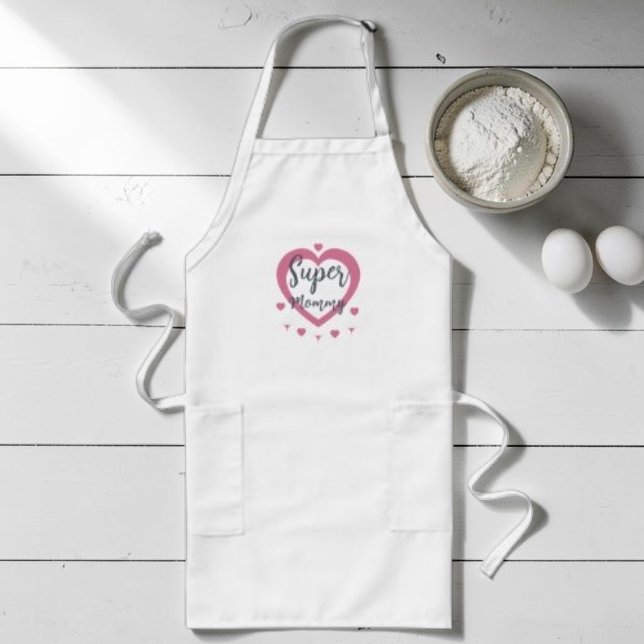 Super Mommy Personalized Best Mom Gift Long Apron Långt Förkläde (Skapare uppladdad)