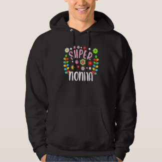 Super Nonna Italiensk Mormor Färgrik Blommig Hoodie