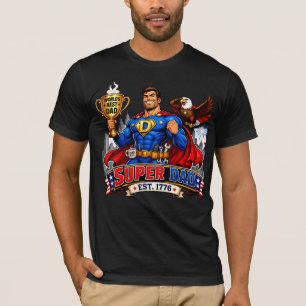 Super Pappa Fars dag Superhjälte Serietidning Pres T Shirt