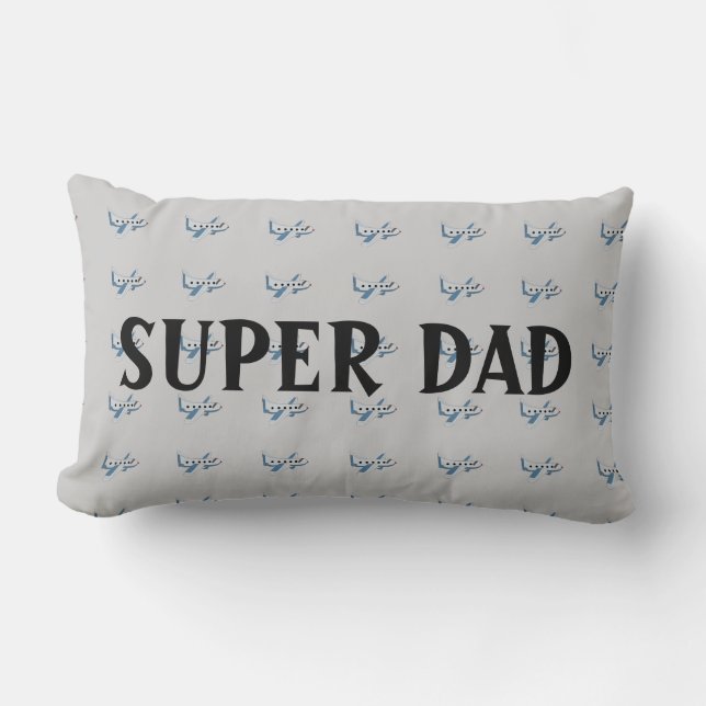Super Pappa Flygplan Lumbarkudde (Framsida)