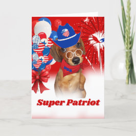 Super Patriot Dachshund Julkort Kort