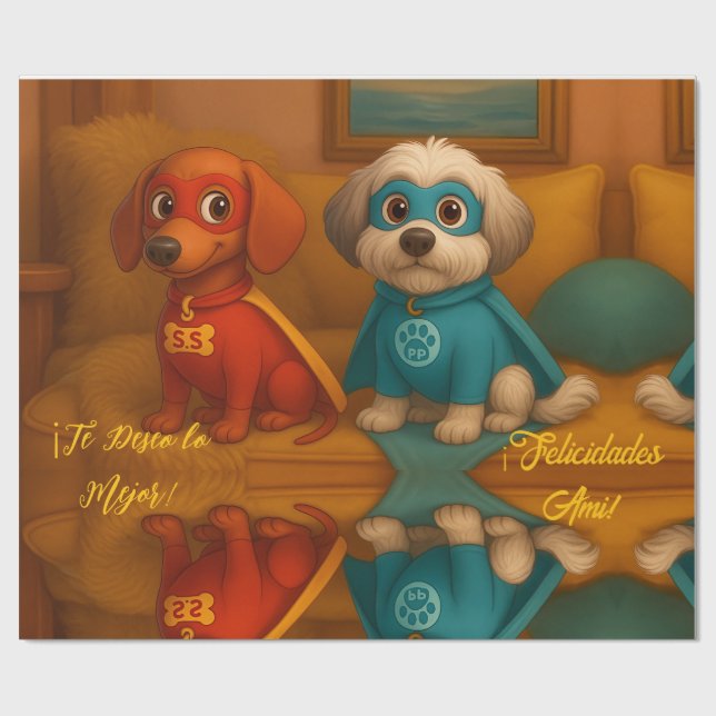 🐾 Super Pinis en Acción – Papel de Regalo Presentpapper (Platt)