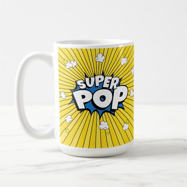 SUPER POP! Comic Book Pop Art Pun Kaffemugg (Vänster)