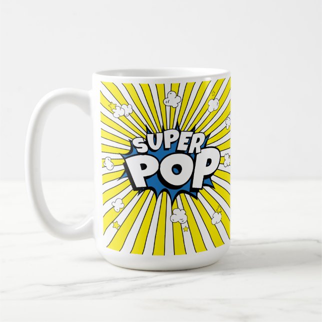 SUPER POP! Quirky Fun Comic Book Pop Art Pun  Kaffemugg (Vänster)