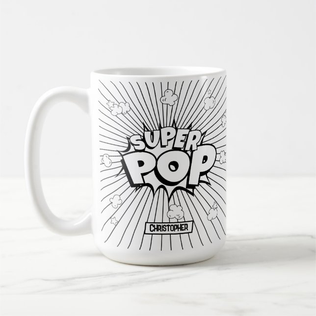 SUPER POP! Snygg Rolig Serietidning Popkonst Gör-d Kaffemugg (Vänster)