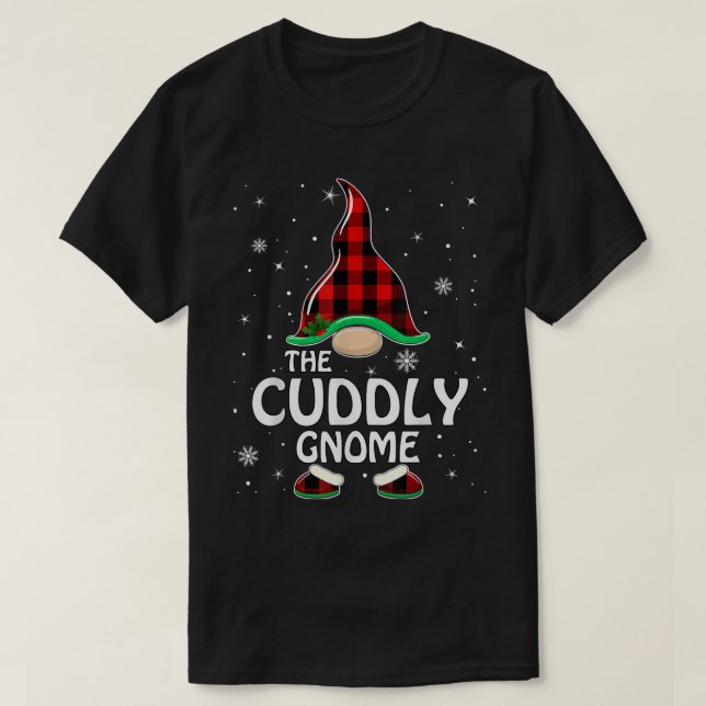 Super Power Cuddly Gnome Buffalo Plaid Matching Fa T Shirt (Design framsida)