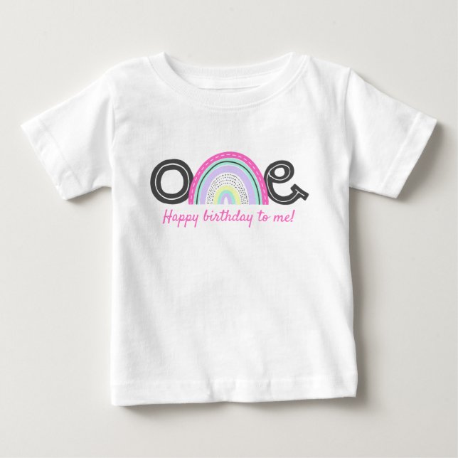 Super Rainbow Flickas 1-årsfest Söt EN T Shirt (Framsida)