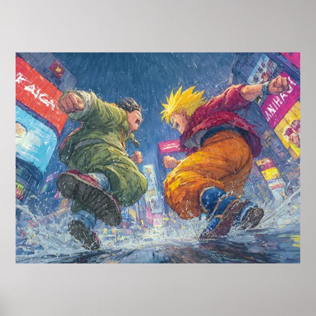 Super Saiyan Goku Epic Rain Fight Poster (Framsidan)
