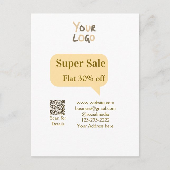 super sale business discount scan QR code details  Vykort (Framsida)