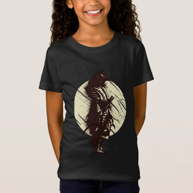 Super Samuraj Krigare Silhuett Design T Shirt (Framsida)
