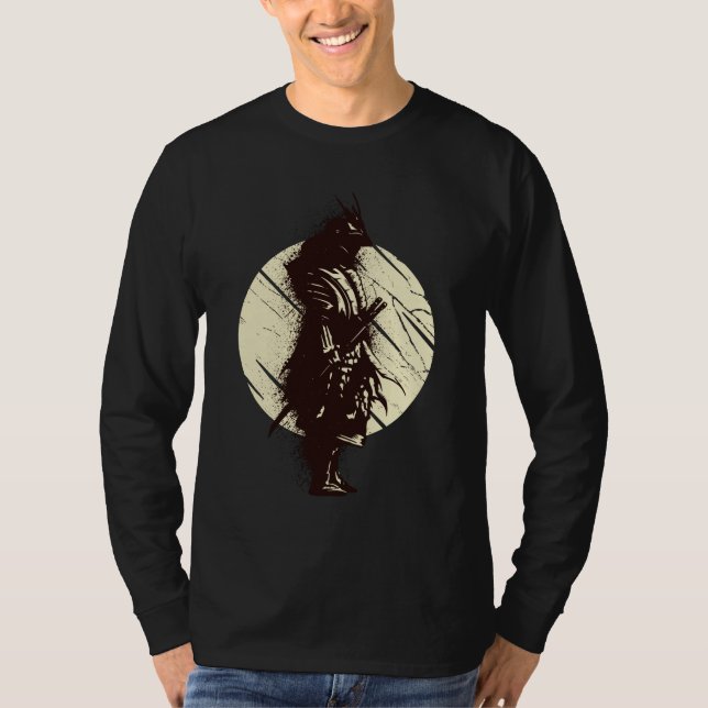 Super Samuraj Krigare Silhuett Design T Shirt (Framsida)