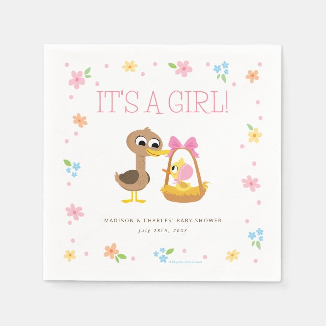 Super Simple | 5 små ankor tjej baby shower Pappersservett (Framsidan)