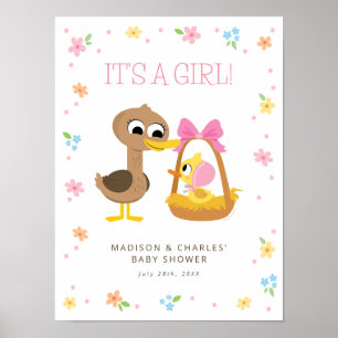 Super Simple 5 små ankor tjej baby shower Poster