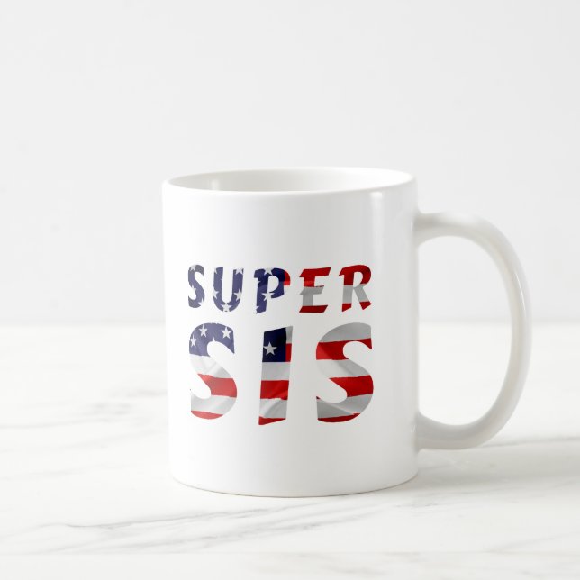 Super Sis och den amerikanska flaggan Kaffemugg (Höger)
