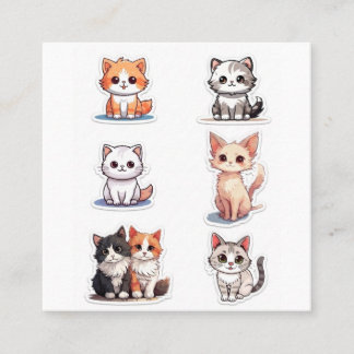 Super Söt Chibi Katt Klistermärke Samling - Paket Fyrkantigt Visitkort