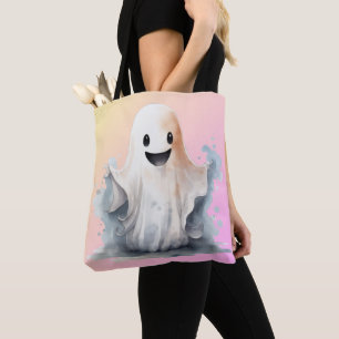 Super Söt Spöke Rosa Gult Ombre Halloween Tygkasse