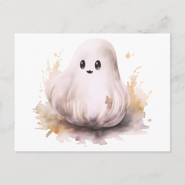 Super Söt Tjock Spöke Halloween Helg Vykort (Framsida)