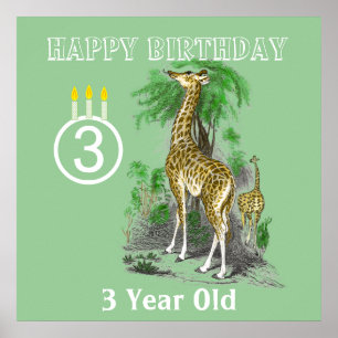 Super söta giraff safari födelsedagsaffischer poster
