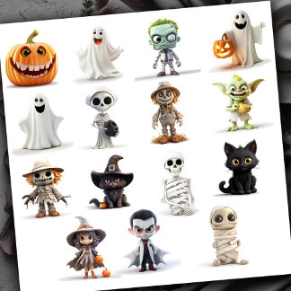 Super söta spöklika Halloween Klistermärken